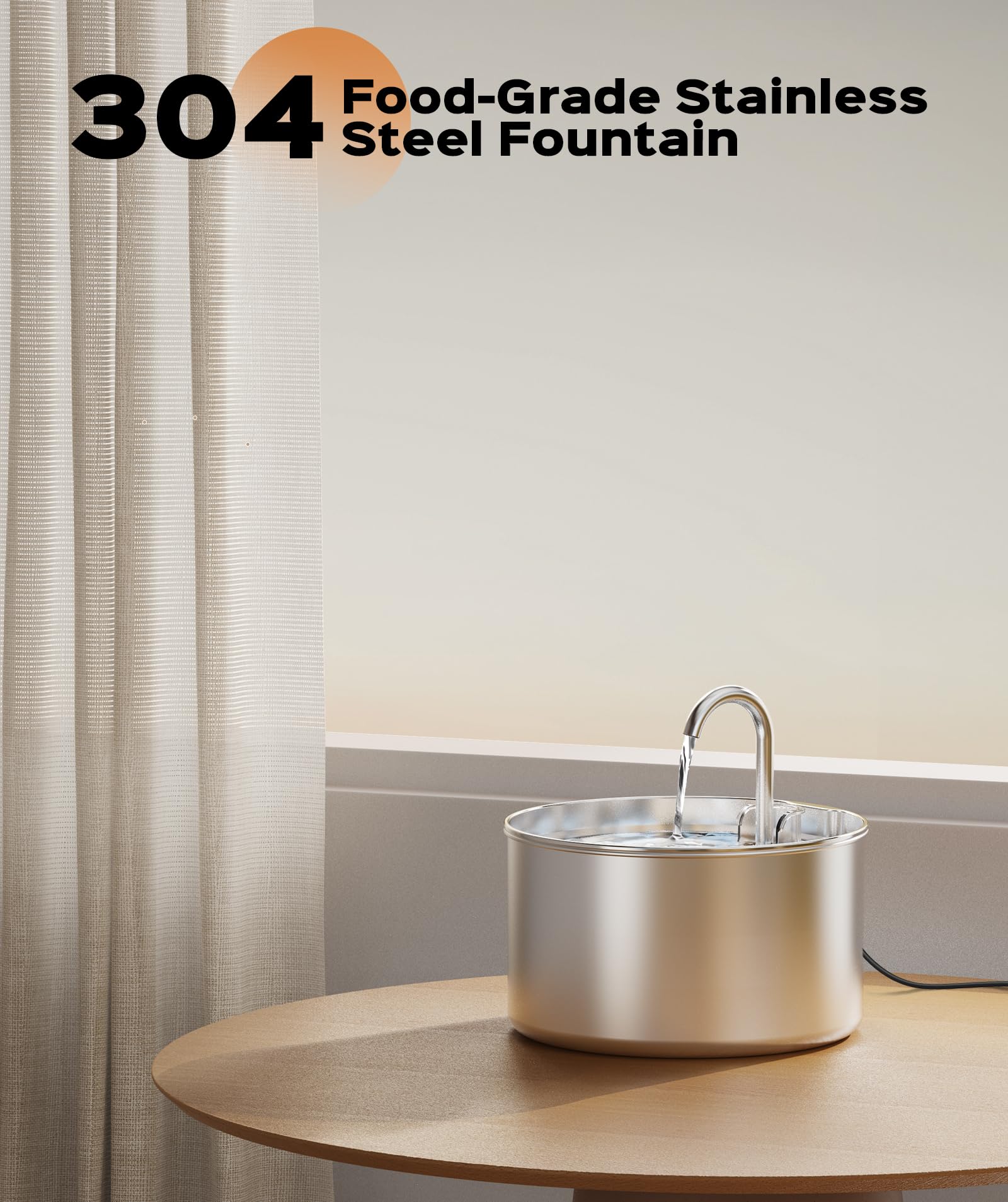 UIOOQ cat water fountain 74oz capacity illustrates less frequent refills.