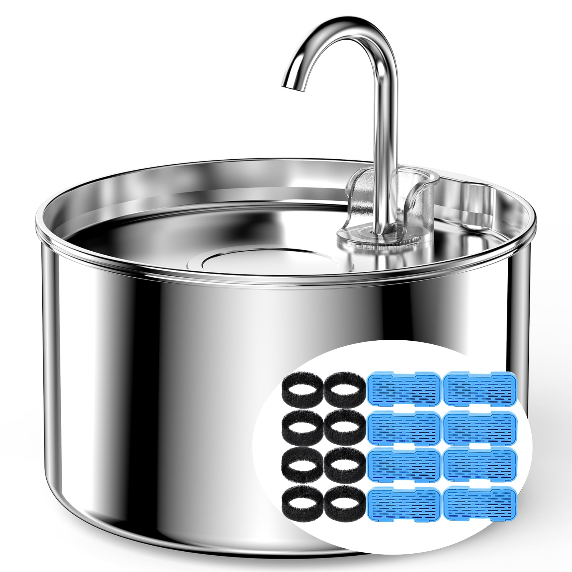 UIOOQ cat water fountain stainless-steel body demonstrates durable design for reliable pet hydration.