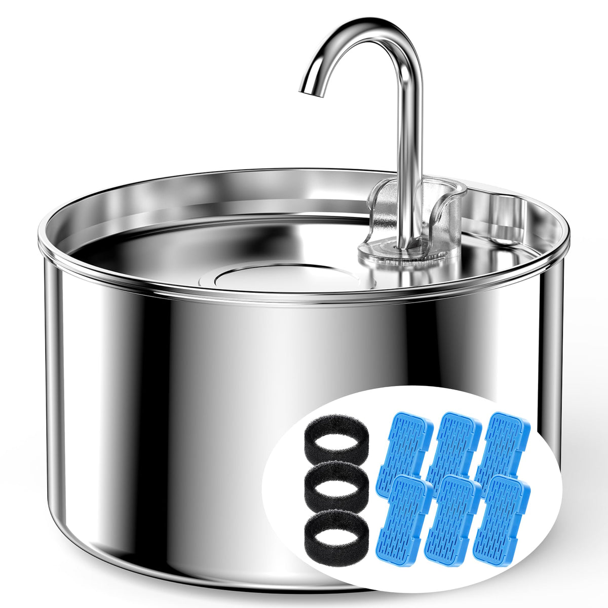 UIOOQ cat water fountain stainless steel close-up shows durability and safety
