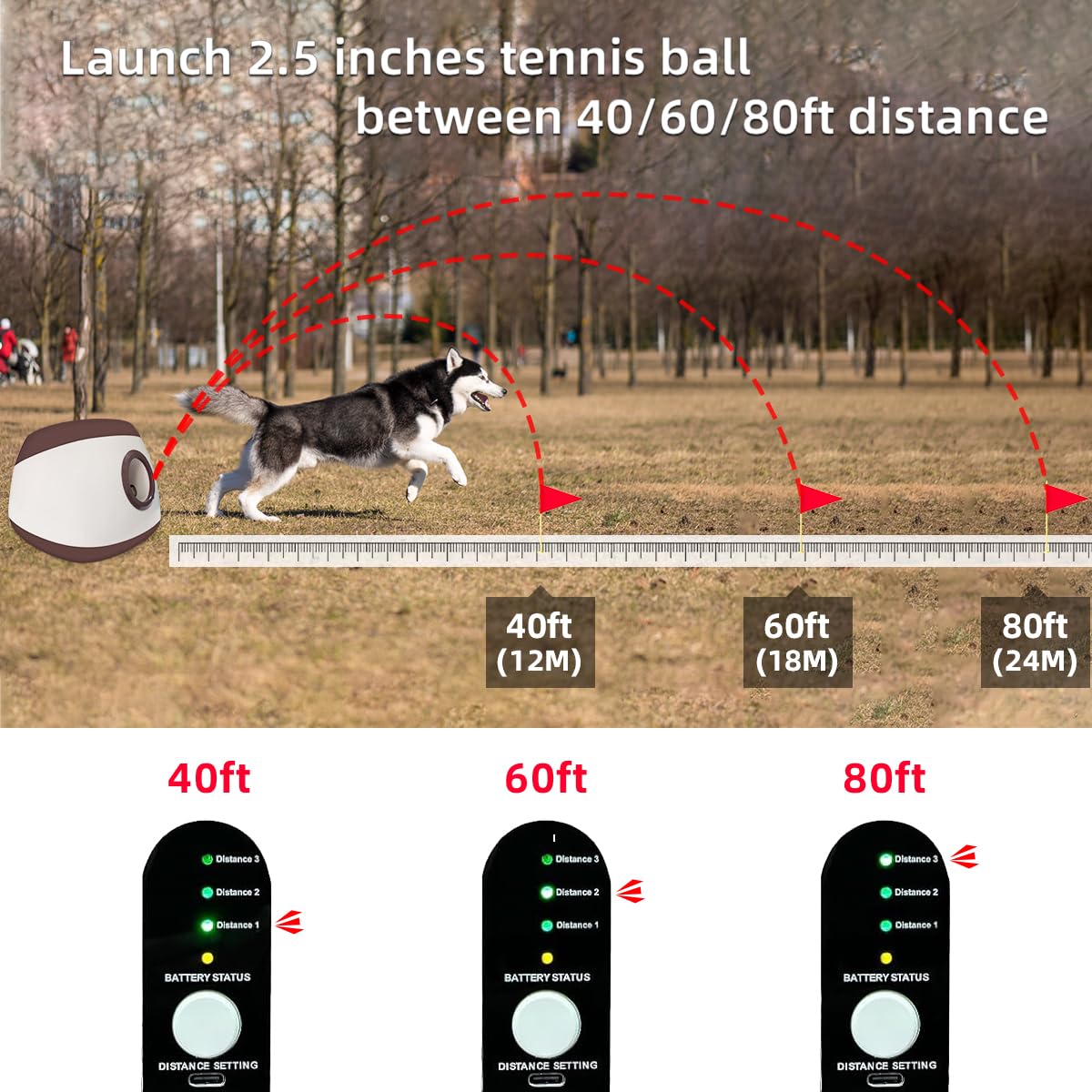 UJQW AutoDog Launcher large-dog ball 2.4in reduces choking risk during play.