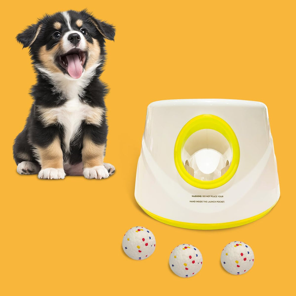 UJQW automatic dog ball launcher compact for quiet indoor fetch