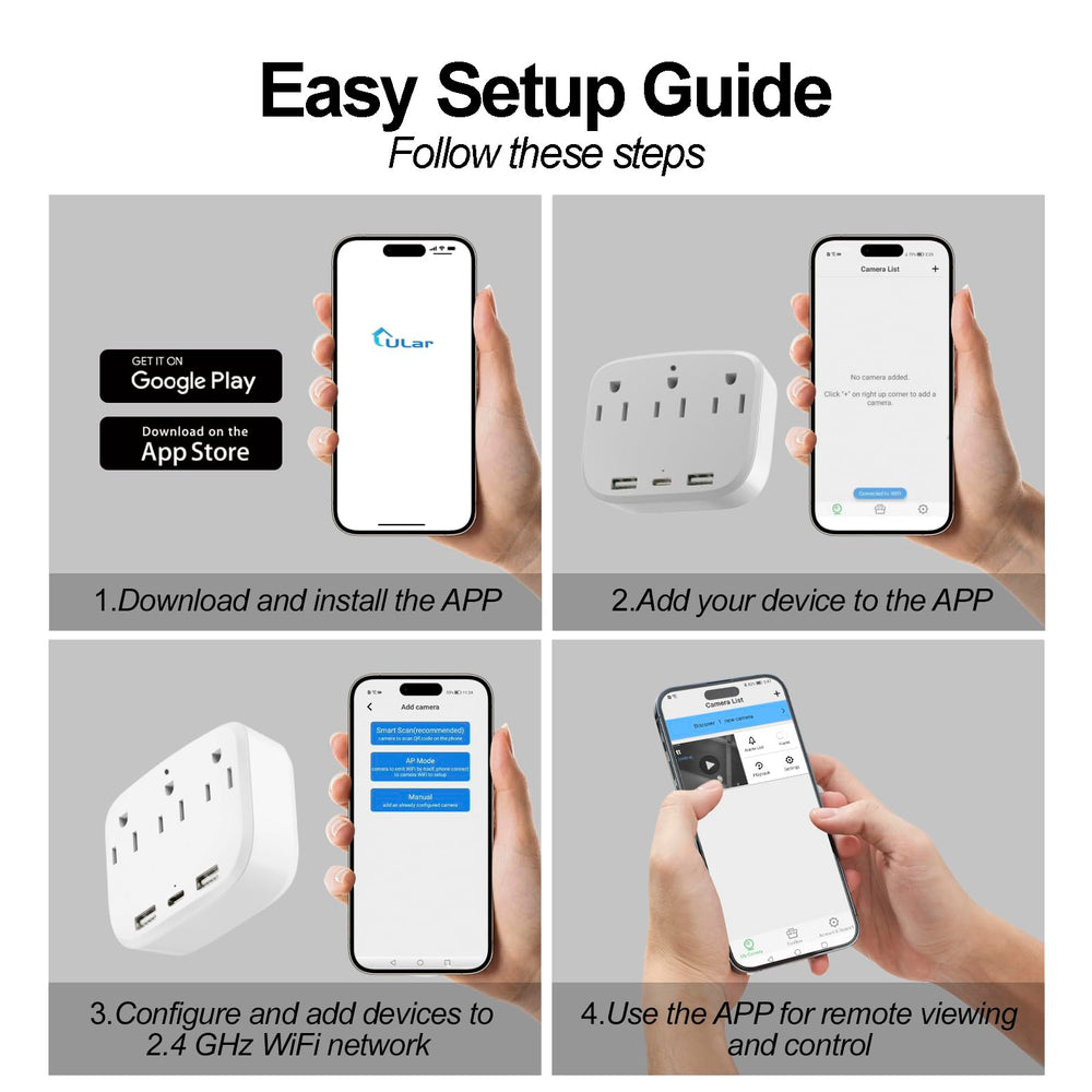 ULar 4K outlet camera USB-C and USB-A ports support multi-device charging