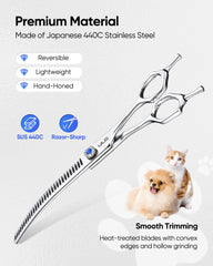 ULG 7.0 curved dog grooming shears adjustable tension screw for control