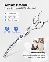 ULG dog grooming scissors 40-tooth close-up demonstrates natural thinning for delicate areas