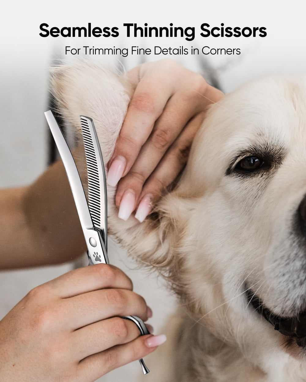 ULG dog grooming scissors silencer pad detail for quieter grooming sessions
