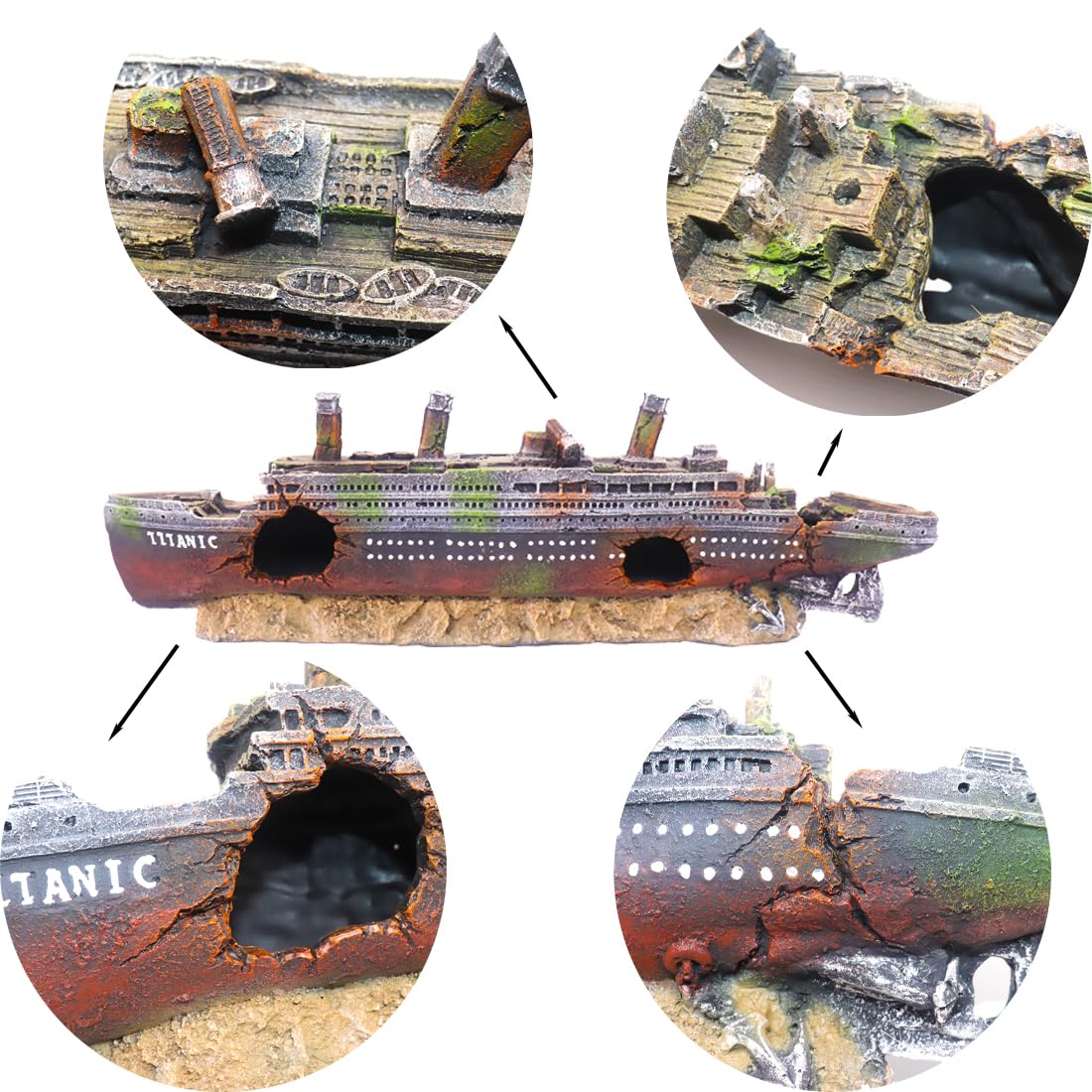 Ulifery 55-75-gallon shipwreck decor suits larger tanks with striking focal point
