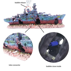 Ulifery sunken pirate ship features bright detailing for engaging aquascapes