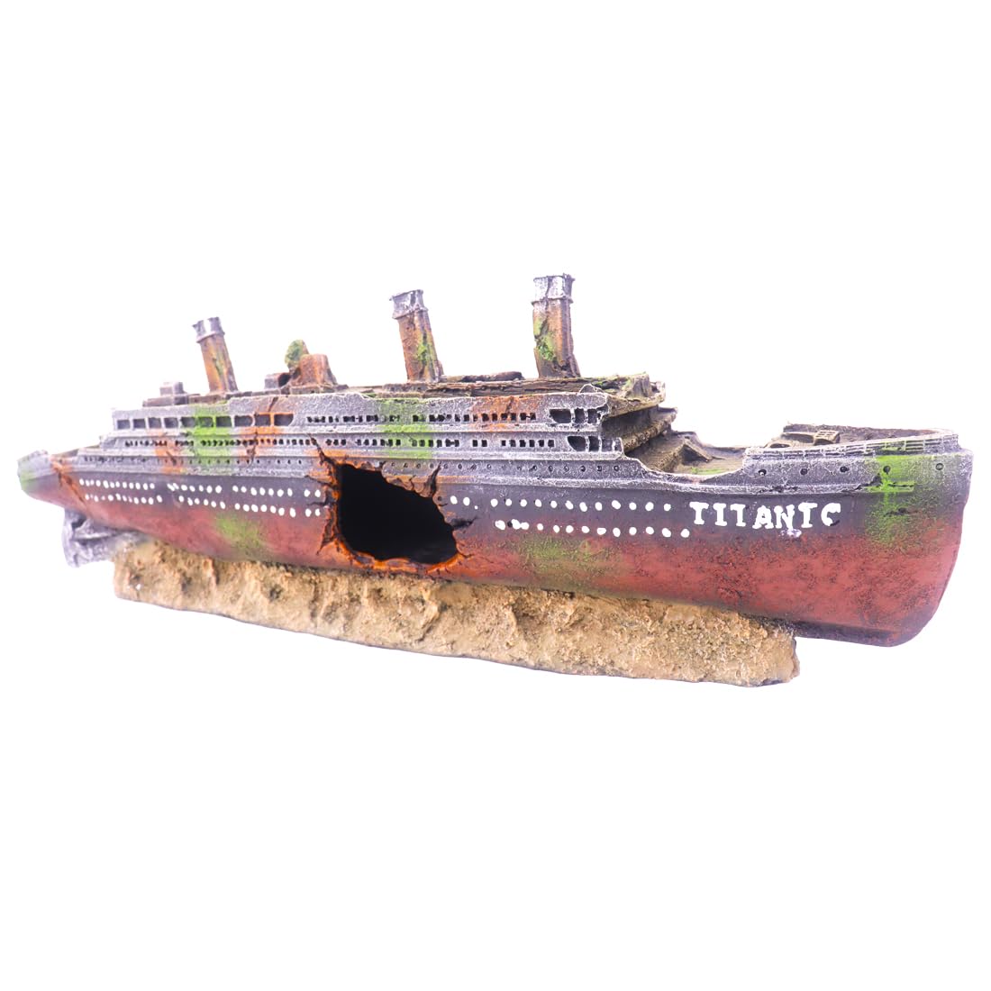 Ulifery sunken pirate ship decor showcases realistic detail for engaging underwater displays