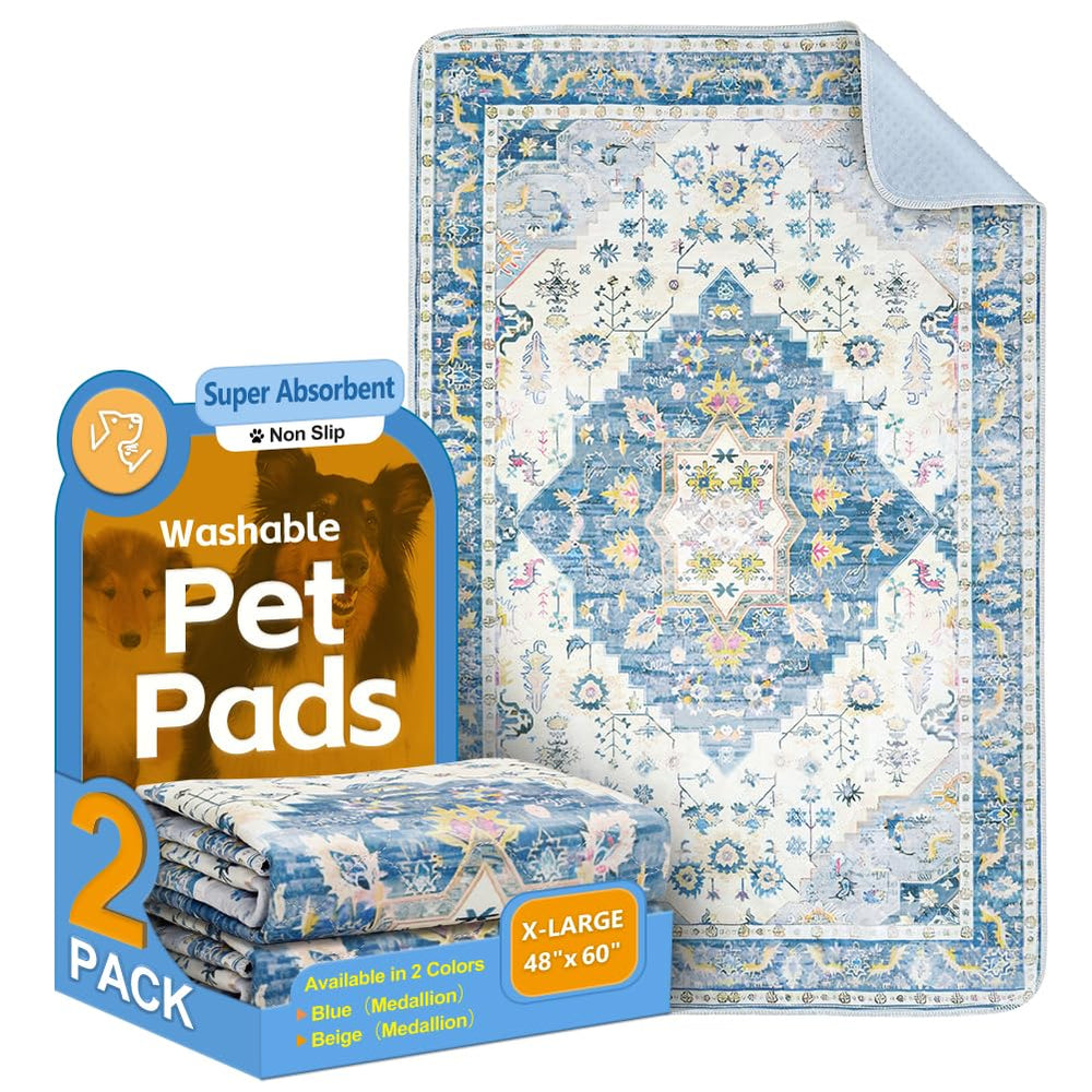ULIGOTA blue washable pee pad with soft top layer for training and comfort