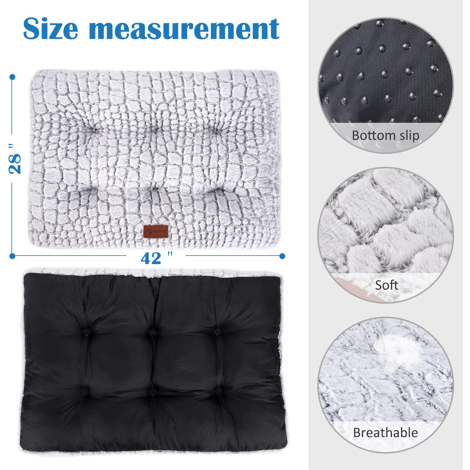 ULIGOTA plush dog bed with waterproof bottom protects floors