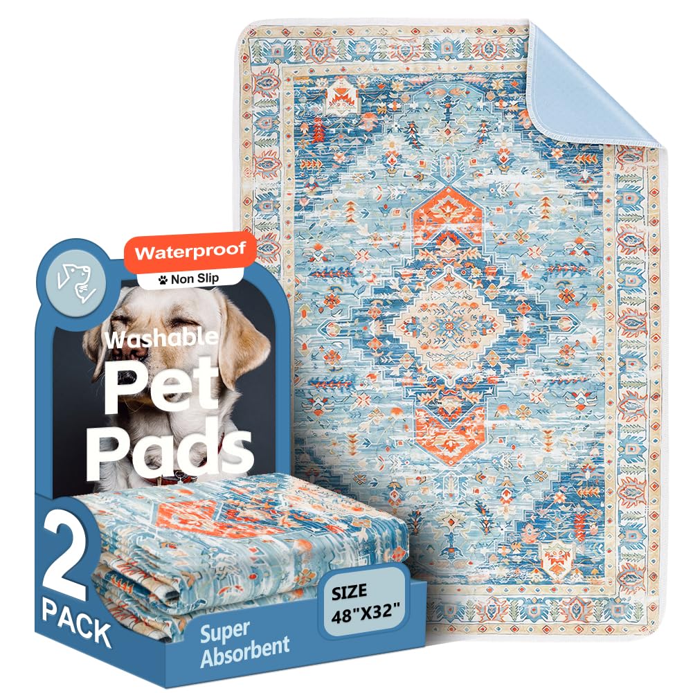 ULIGOTA washable pee pads 48x32 with soft-flannel top for comfy training sessions
