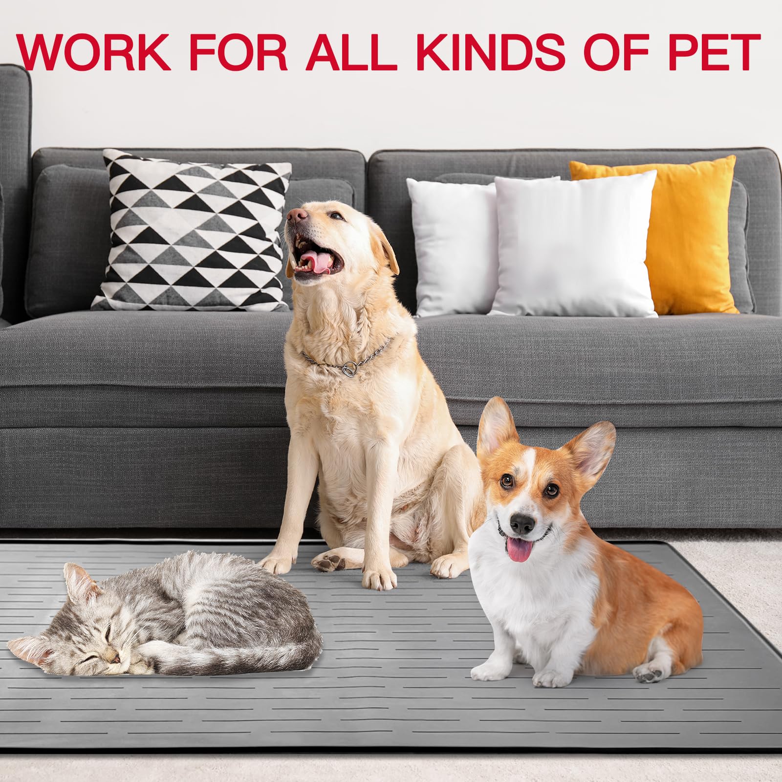 Ultibe large pet food mat durable silicone ready for daily use