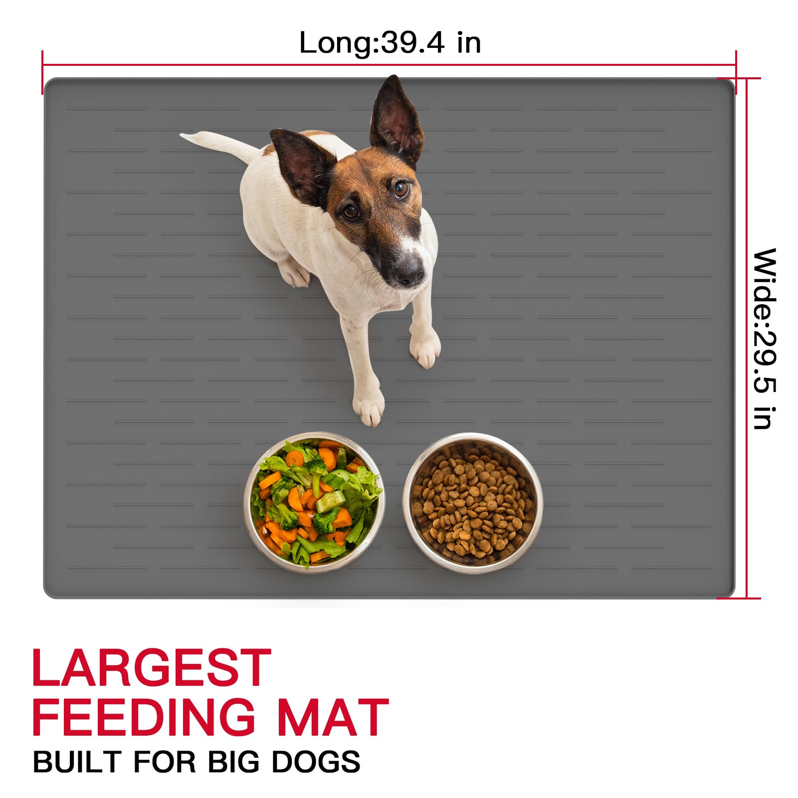 Ultibe large pet food mat raised edges contain spills during meals