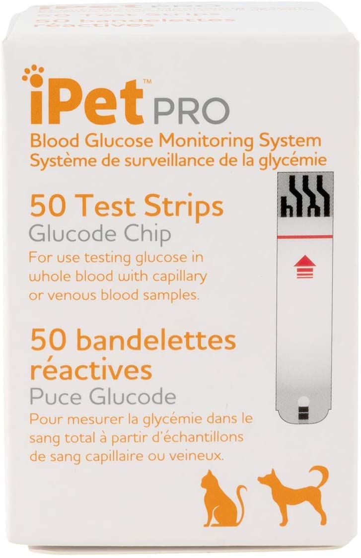 UltiCare iPet Pro meter with strip ready for quick pet blood checks