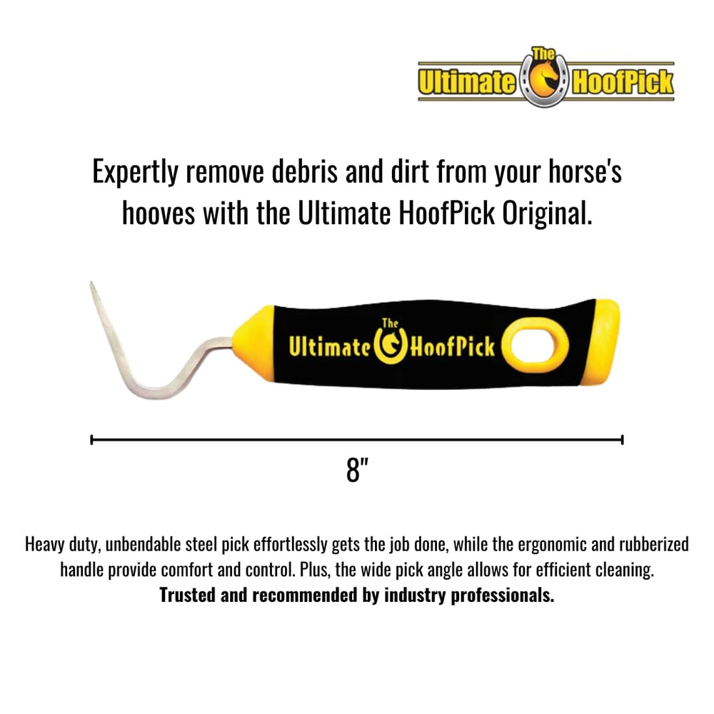 Ultimate HoofPick 8in UH100 grip-angle view demonstrates ergonomic handle for easier cleaning.