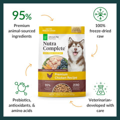 Nutra Complete freeze-dried chicken bites show convenient protein source.