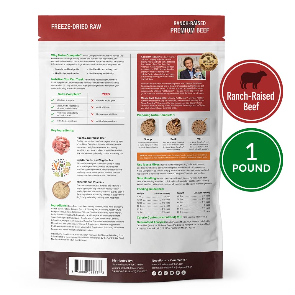 Ultimate Pet Nutrition Nutra Complete packaging shows vitamins and minerals for everyday support.