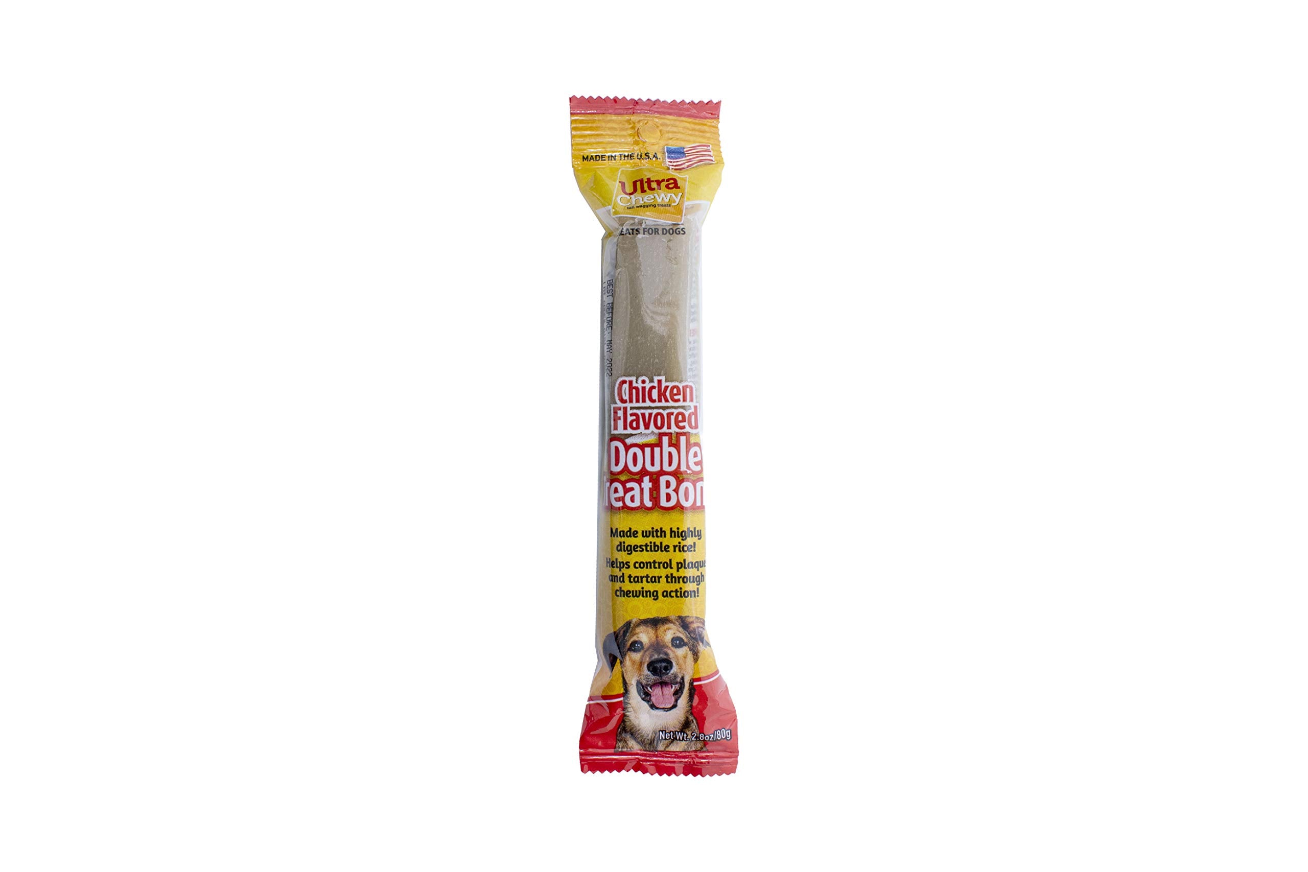 Ultra Chewy Chicken Double Treat Bones for dogs of all sizes during on-the-go adventures.