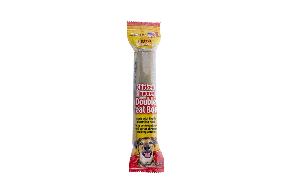 Ultra Chewy Chicken Double Treat Bones for dogs of all sizes during on-the-go adventures.