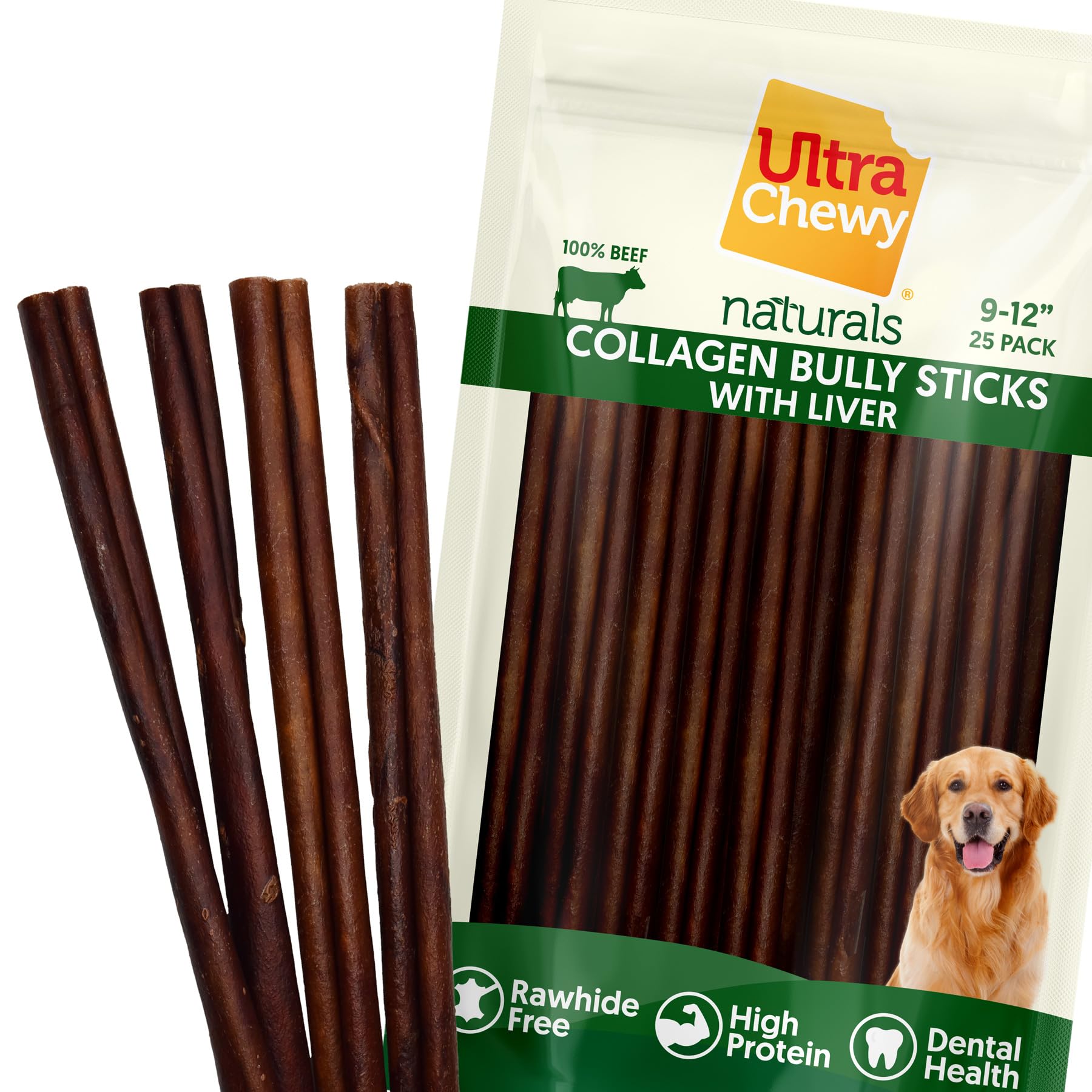 Ultra Chewy collagen sticks pack front for long-lasting dog chews