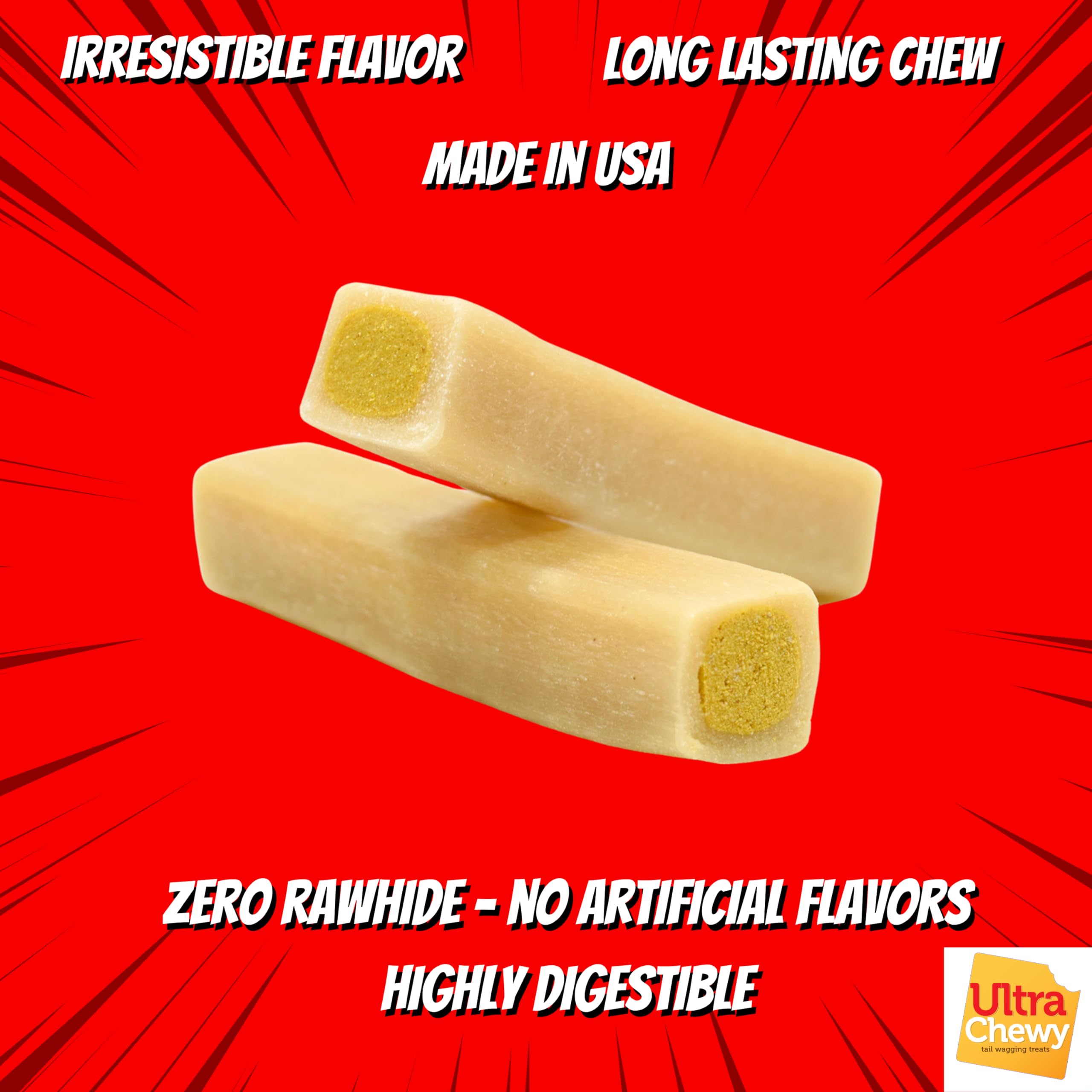 Ultra Chewy dental-health chew aids cleaner teeth and fresh breath.