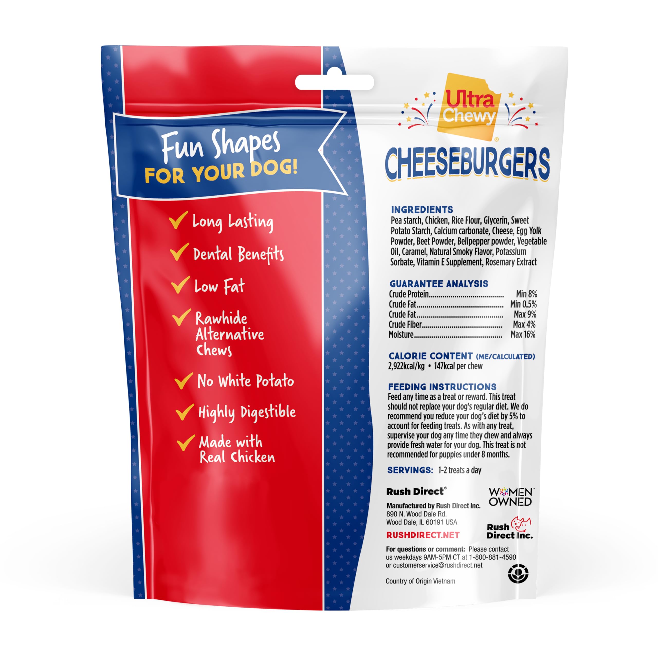 Ultra Chewy Digestible Rawhide-Free image highlights gut-friendly option.