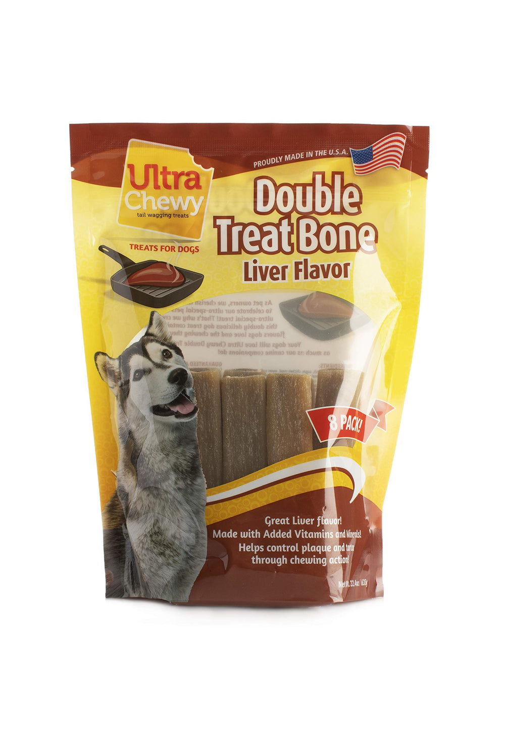 Small-breed dog enjoying Ultra Chewy Double Treat Bones during bonding.