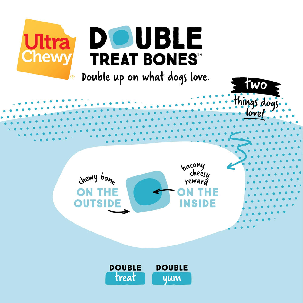 Ultra Chewy Double Treat Bones two value packs on display, great value for multiple dogs.