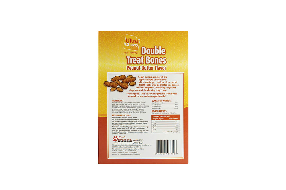 Ultra Chewy Peanut Butter Double Treat Bones suitable for large and small breeds