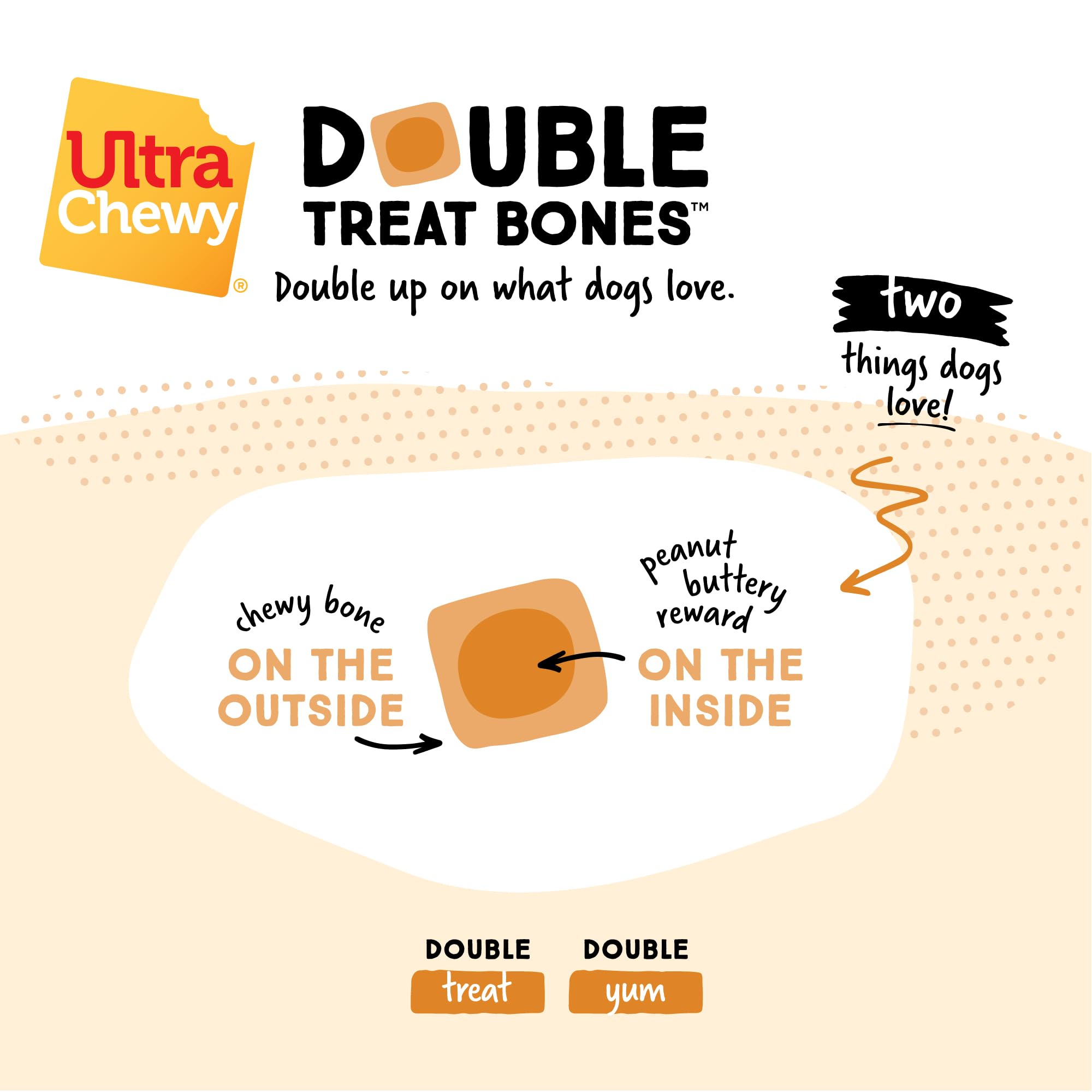 Ultra Chewy Peanut Butter Double Treat Bones proudly made in USA