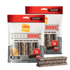 Ultra Chewy steel bones large beef chew outer view promotes long-lasting entertainment