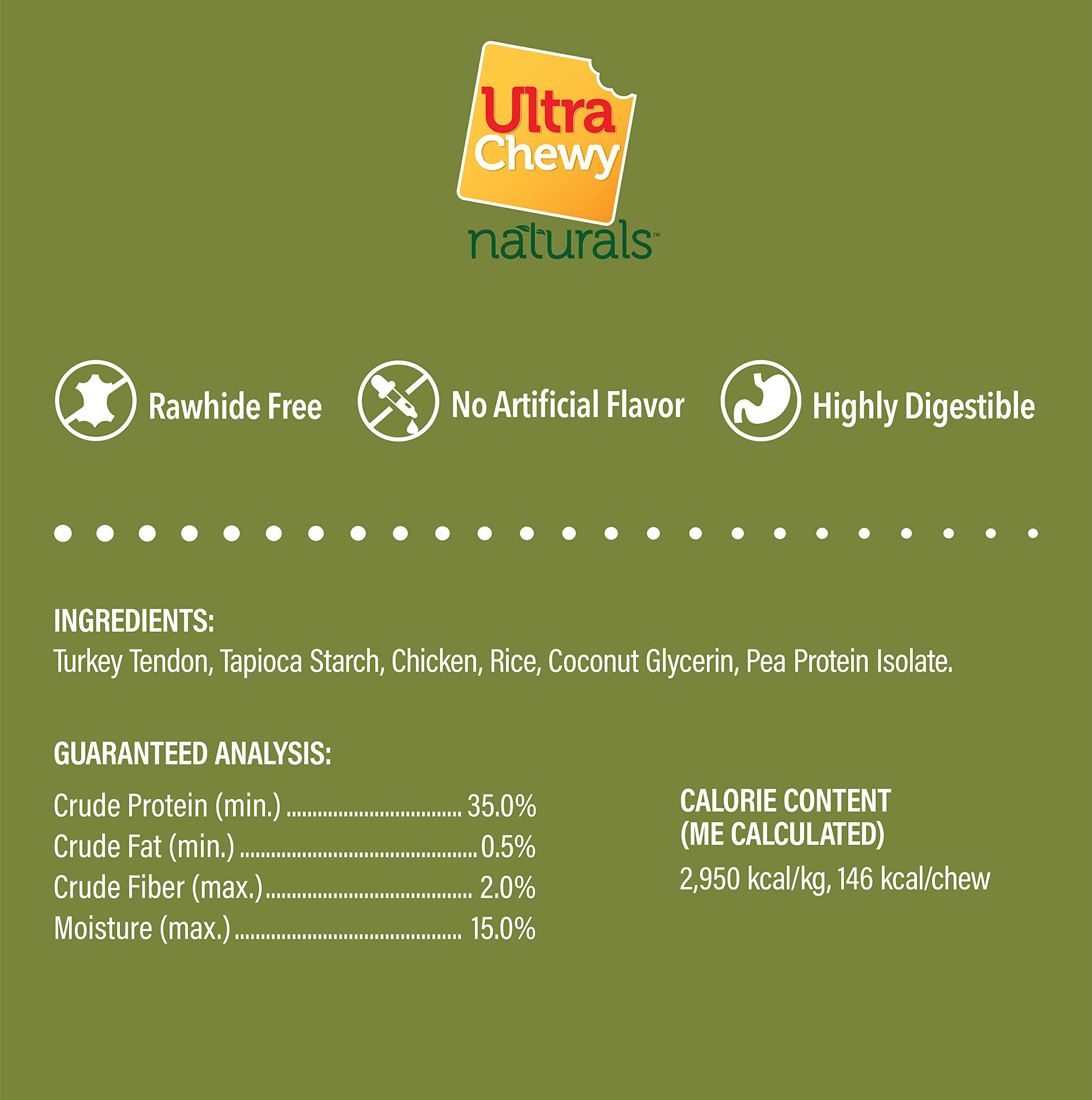 Ultra Chewy turkey tendon pressed bones hypoallergenic single-ingredient chew — suitable for sensitive dogs.