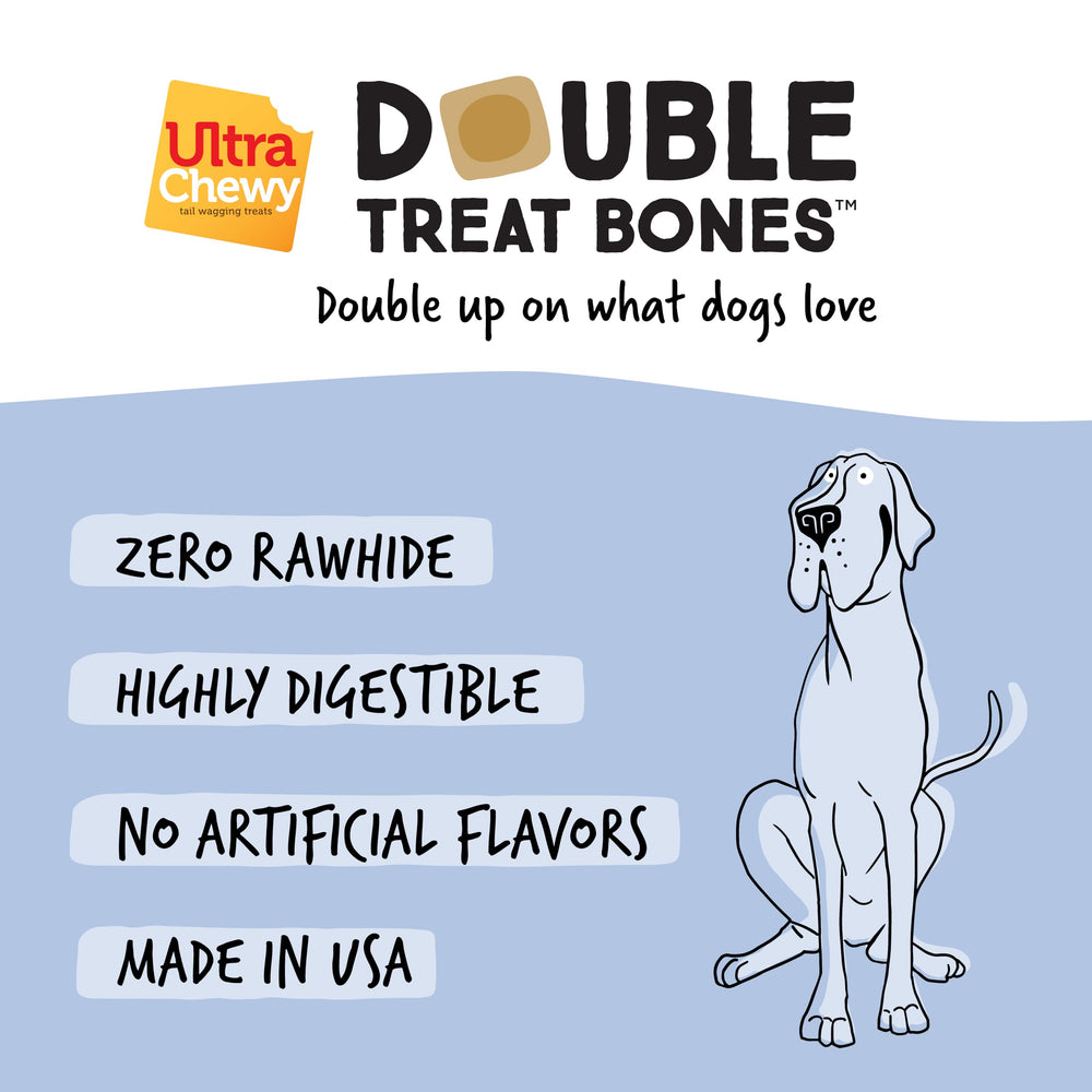 Ultra Chewy Yogurt Blueberry Double Treat Bones center chew detail emphasizes flavorful center
