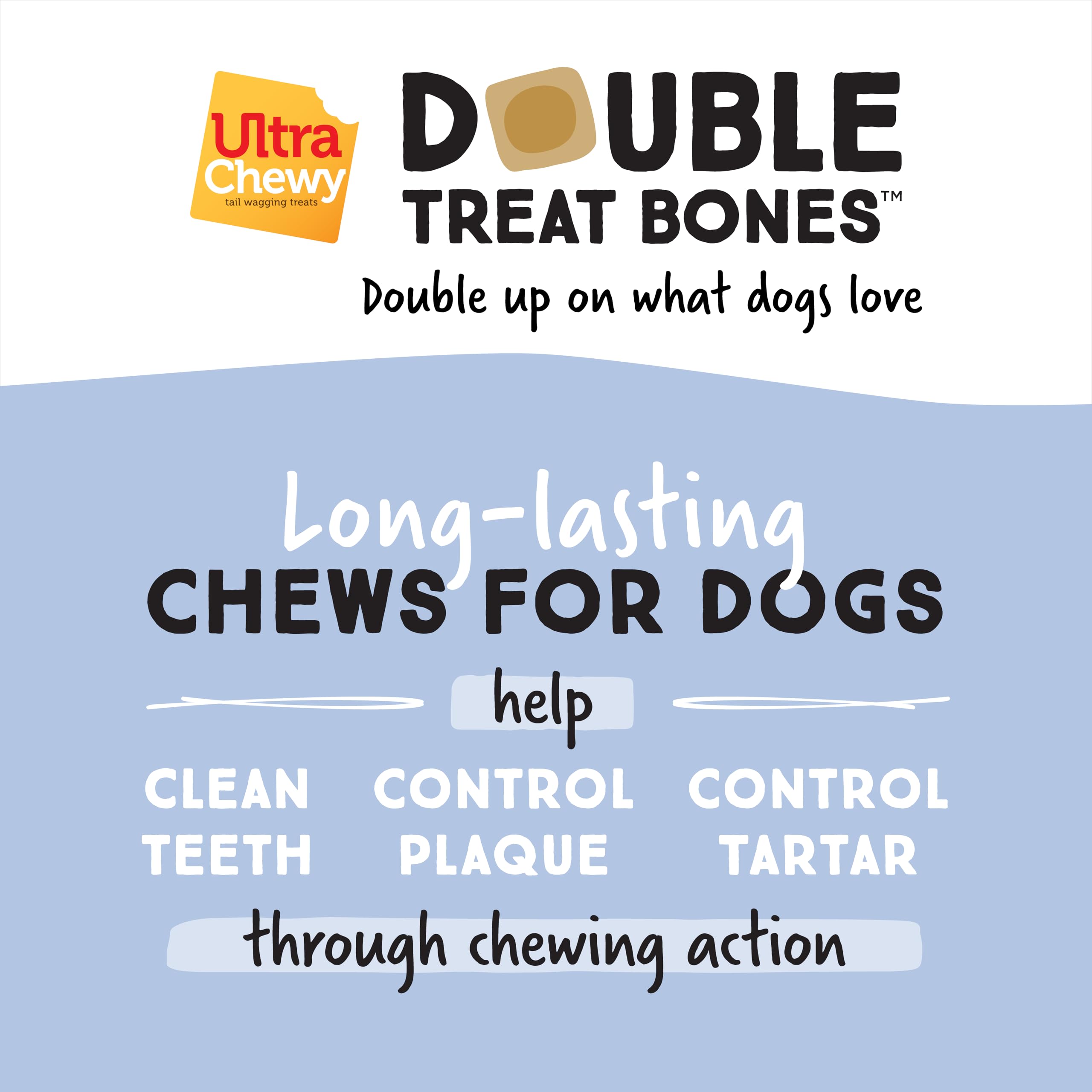 Ultra Chewy Yogurt Blueberry Double Treat Bones outer layer closeup showcases durable chew