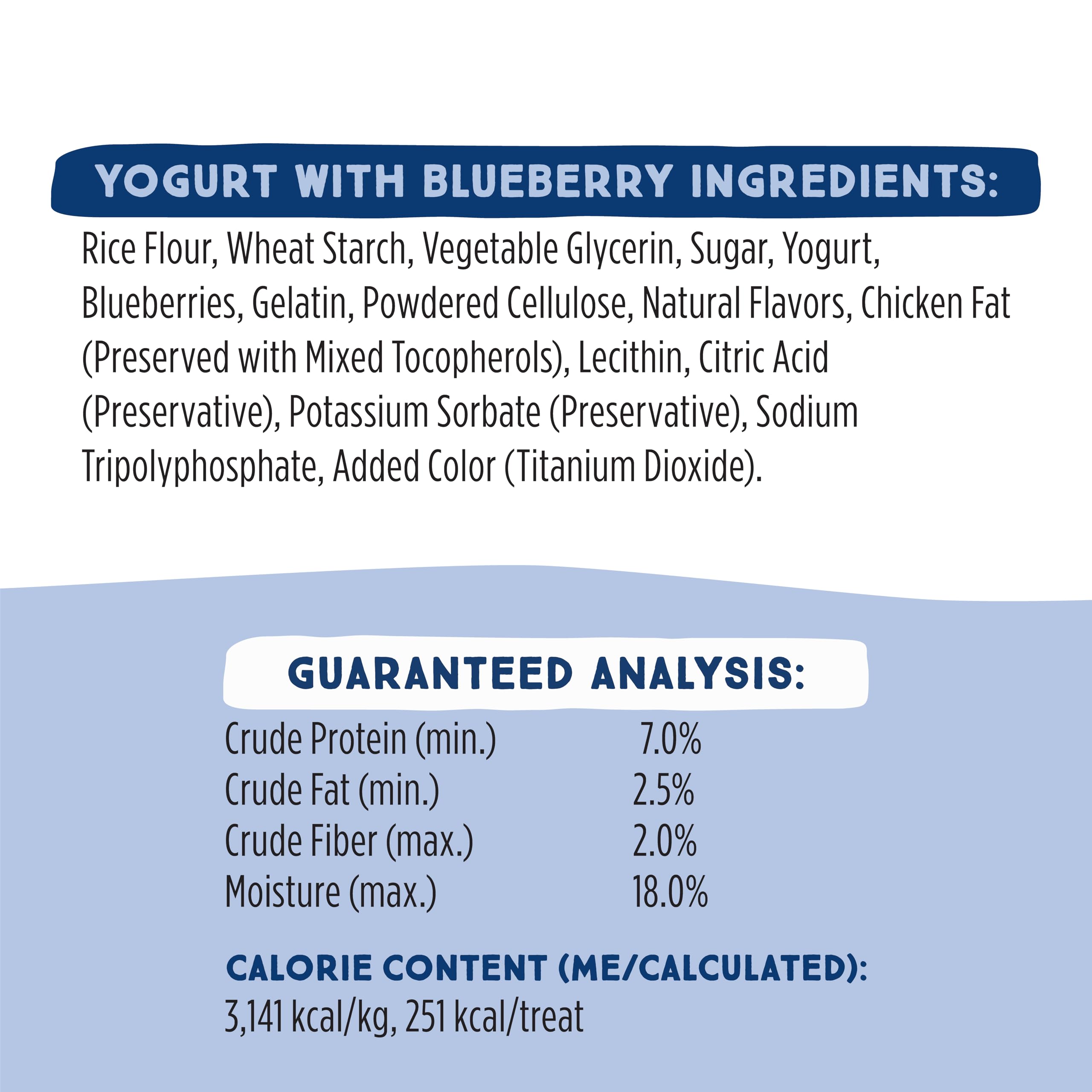 Ultra Chewy Yogurt Blueberry Double Treat Bones size-range suitability for large and small breeds