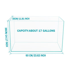 Ultra Clear Rimless Low Iron Aquarium Tank side view emphasizes seamless glass and blue tint.