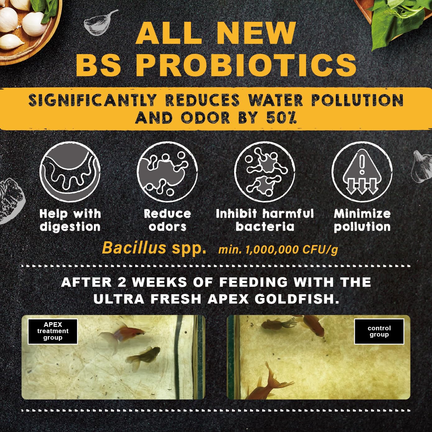 Ultra Fresh Apex Probiotics image emphasizes water clarity and odor reduction benefits
