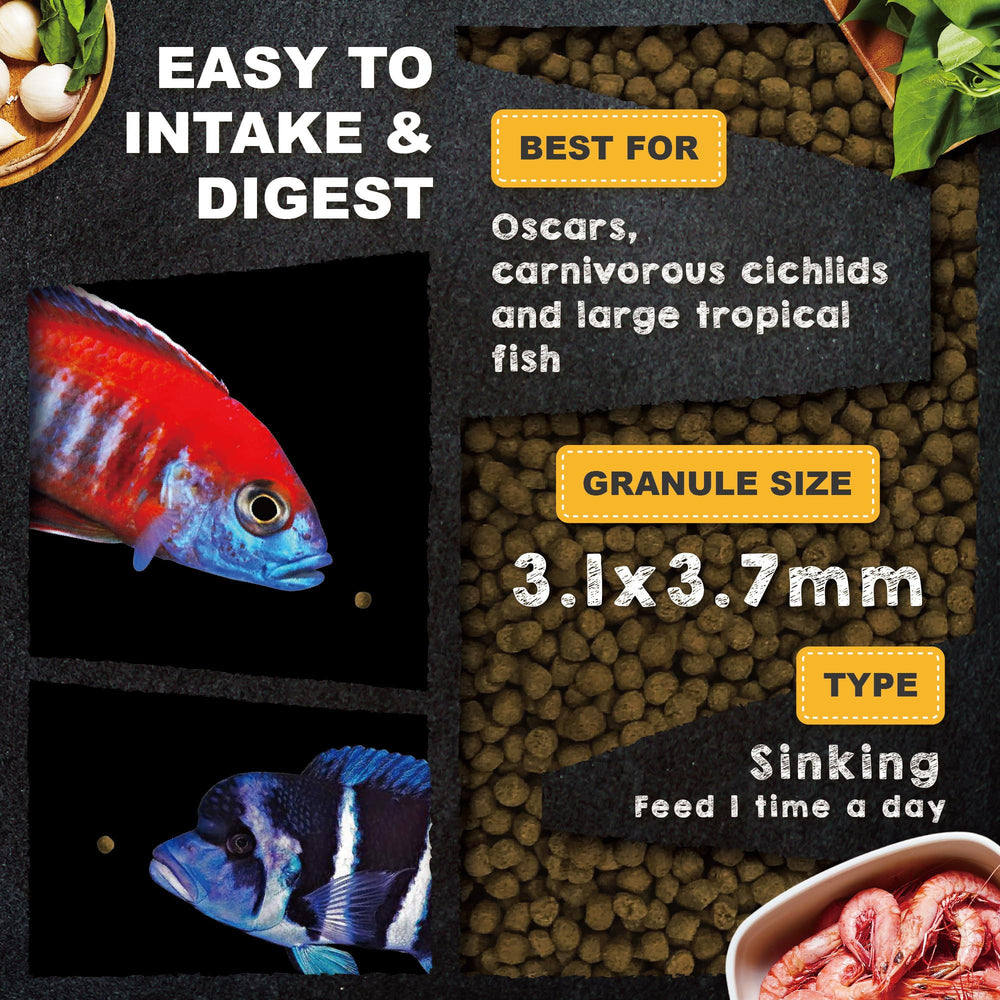Ultra Fresh Cichlid color-enhancement with natural seaweed and spirulina for vibrant hues