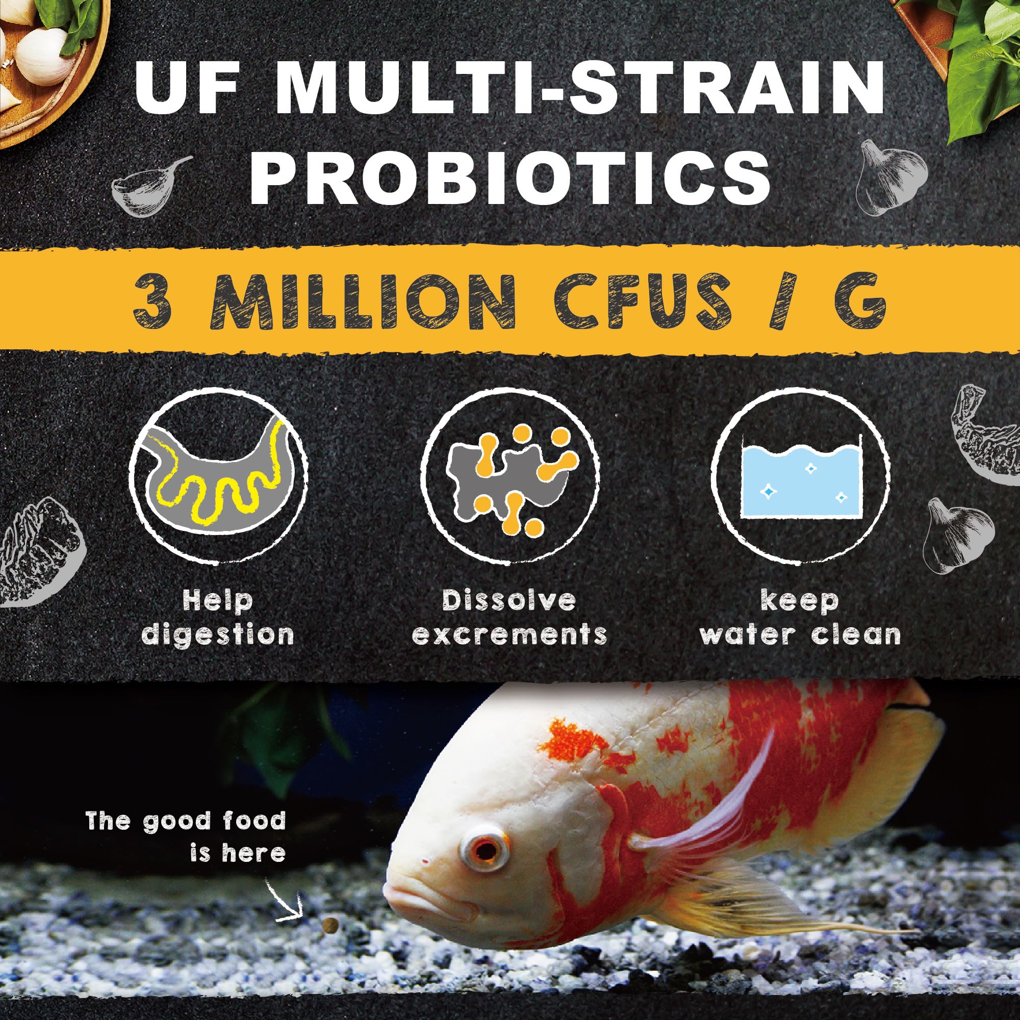 Ultra Fresh Cichlid probiotics 3 million CFU/g support gut health and cleaner water