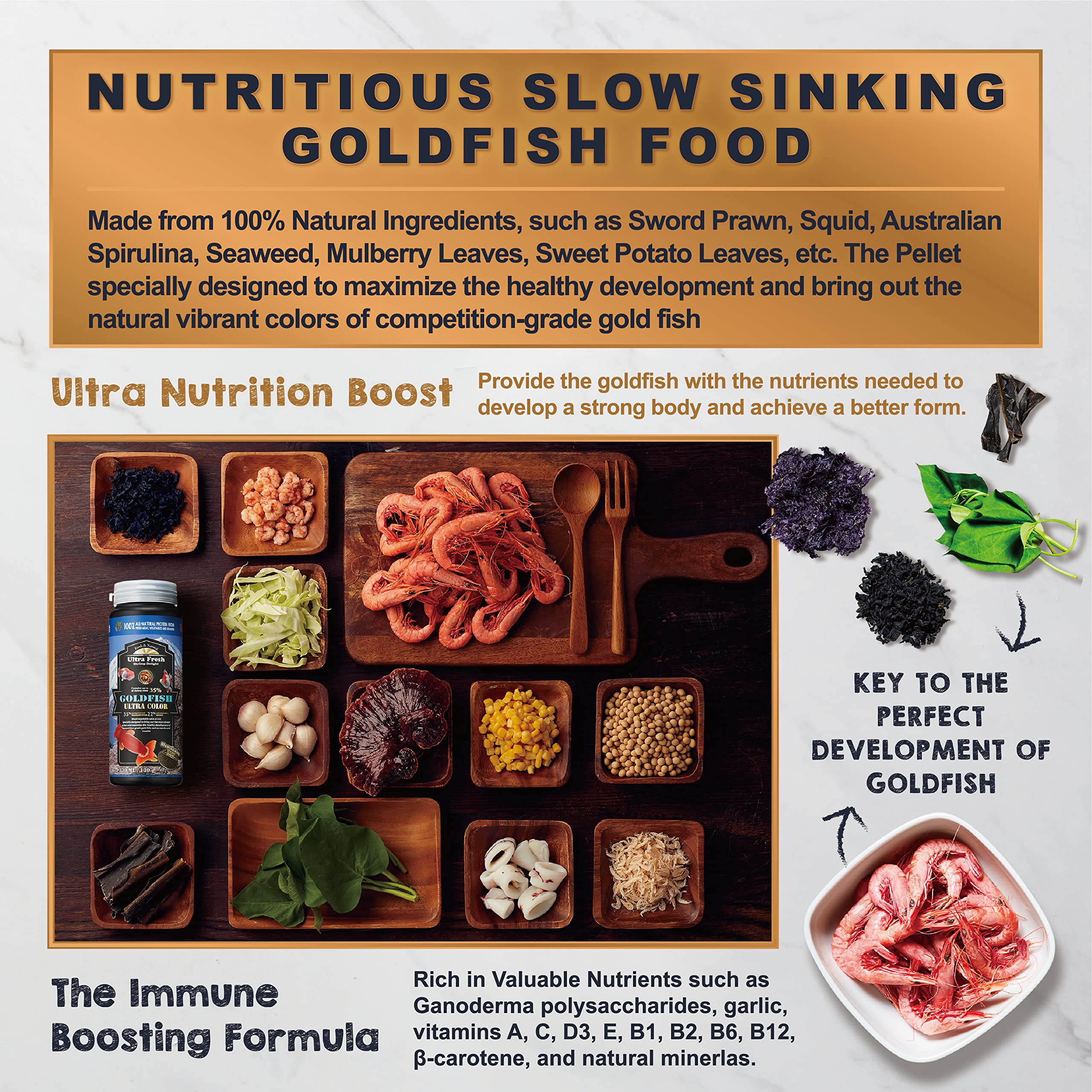Ultra Fresh Sinking Goldfish Food color-enhancing formula promoting vivid hues