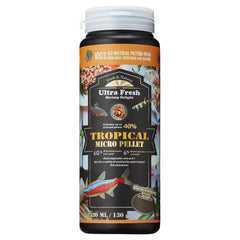 Ultra Fresh Tetra fish food packaging showcases premium ingredients for balanced nutrition.