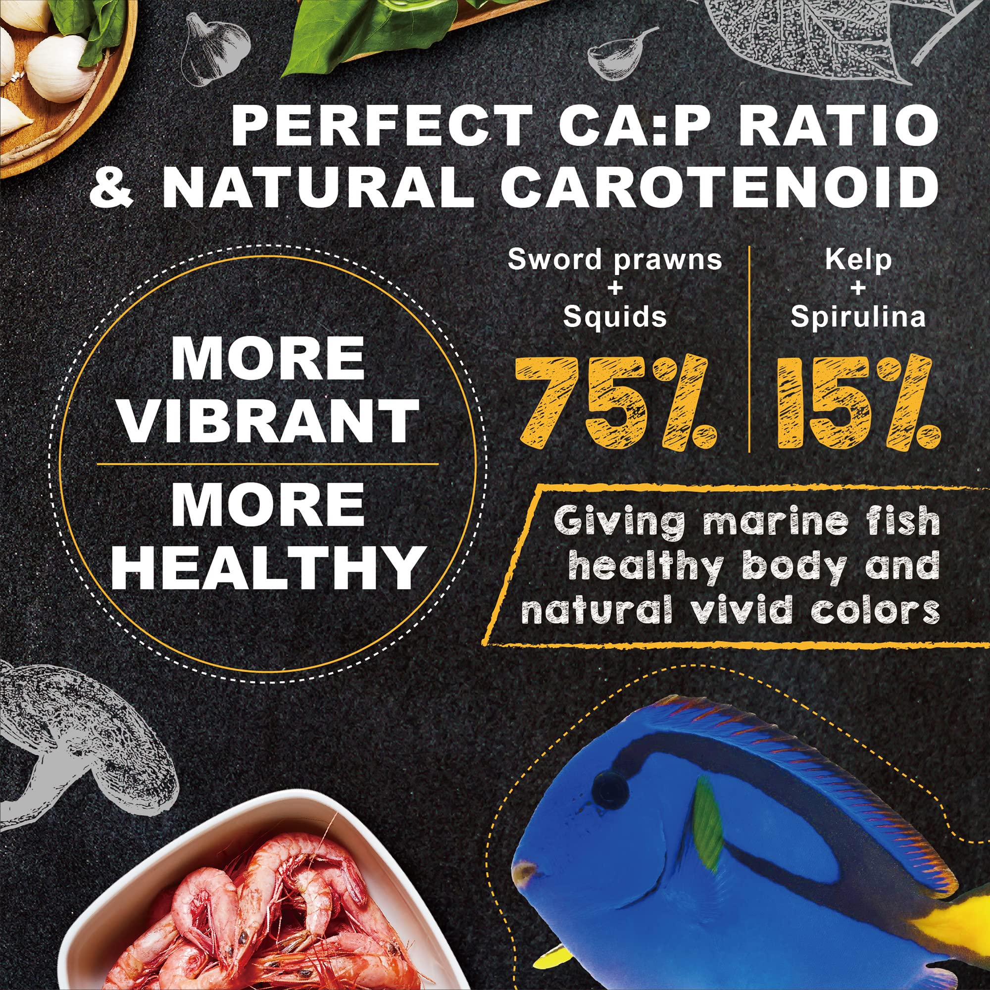 Ultra Fresh Marine Fish Food squid-vegetable-balance supports balanced nutrition for tiny species