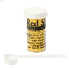 Ultralife Reef Red Slime Stain Remover bottle demonstrates quick stain removal for aquarium cleanliness.