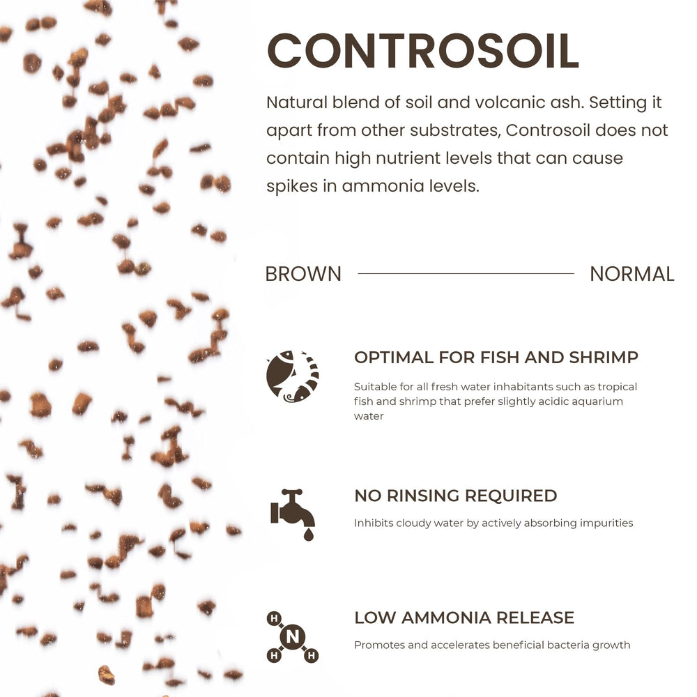Ultum Nature Systems Controsoil used in aquascaping for vibrant plant growth.