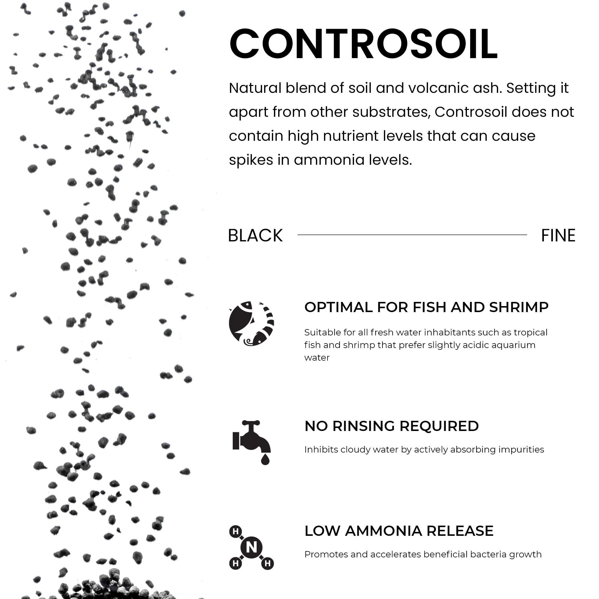 Ultum Nature Systems Controsoil dark substrate enhances plant health and tank aesthetics.