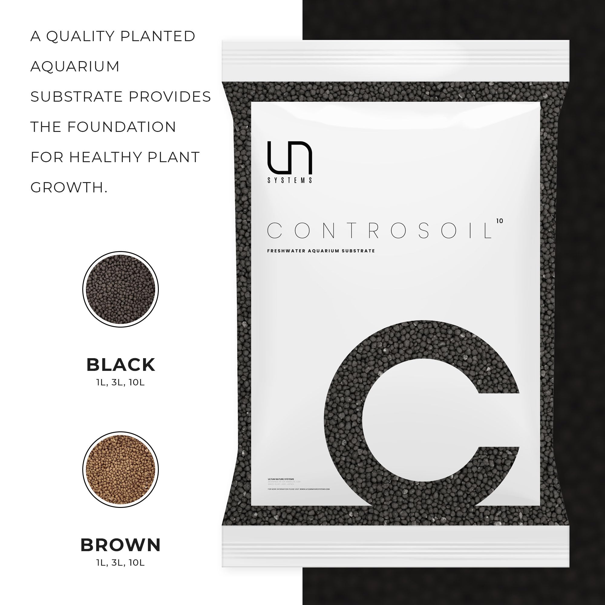 Ultum Nature Systems Controsoil root-nutrition-delivery visual highlights rich nutrients for plant growth.