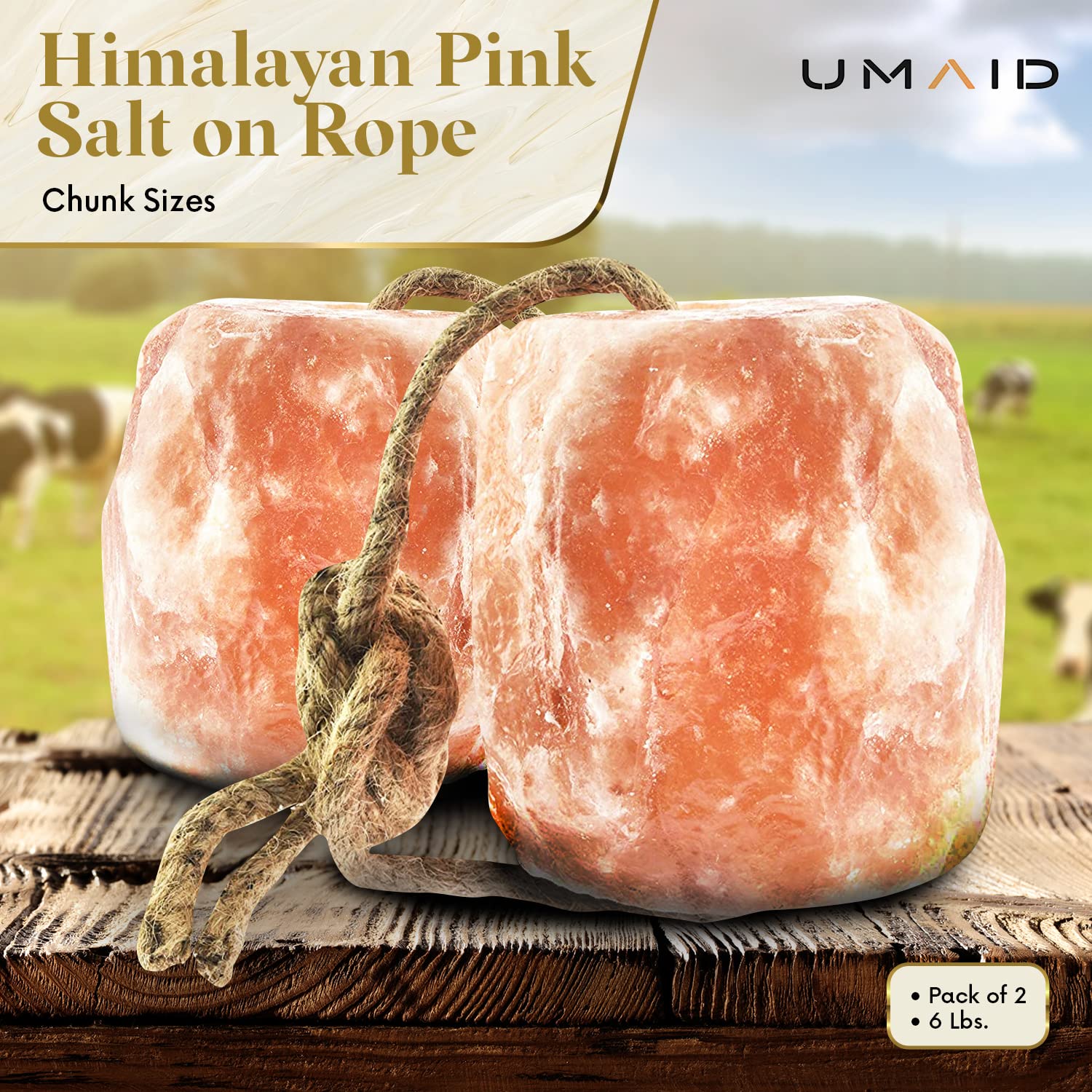 UMAID Himalayan Salt Lick Rope natural pink crystals signal premium rock salt quality