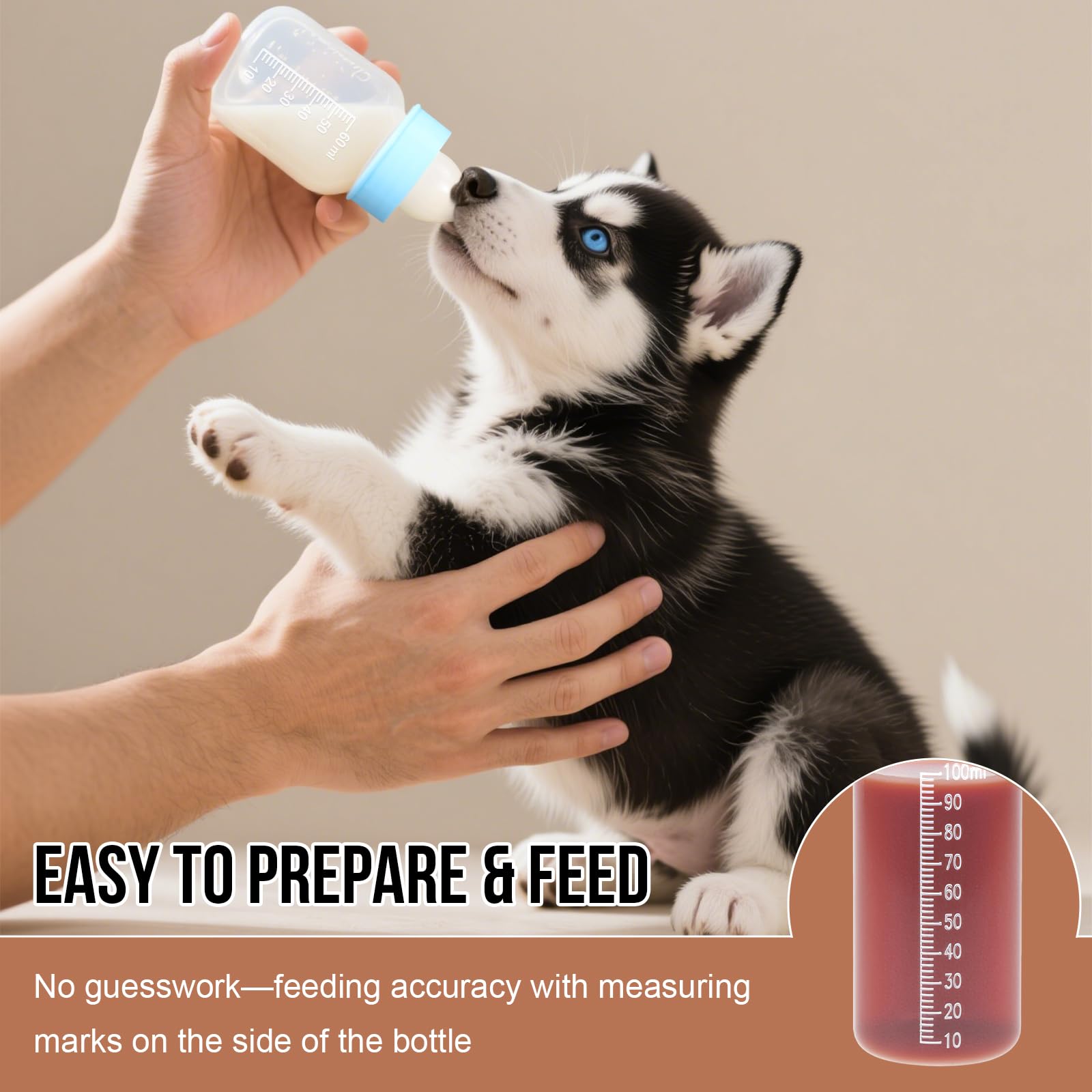 UMETASS bottle with multiple nipple sizes for growing pets