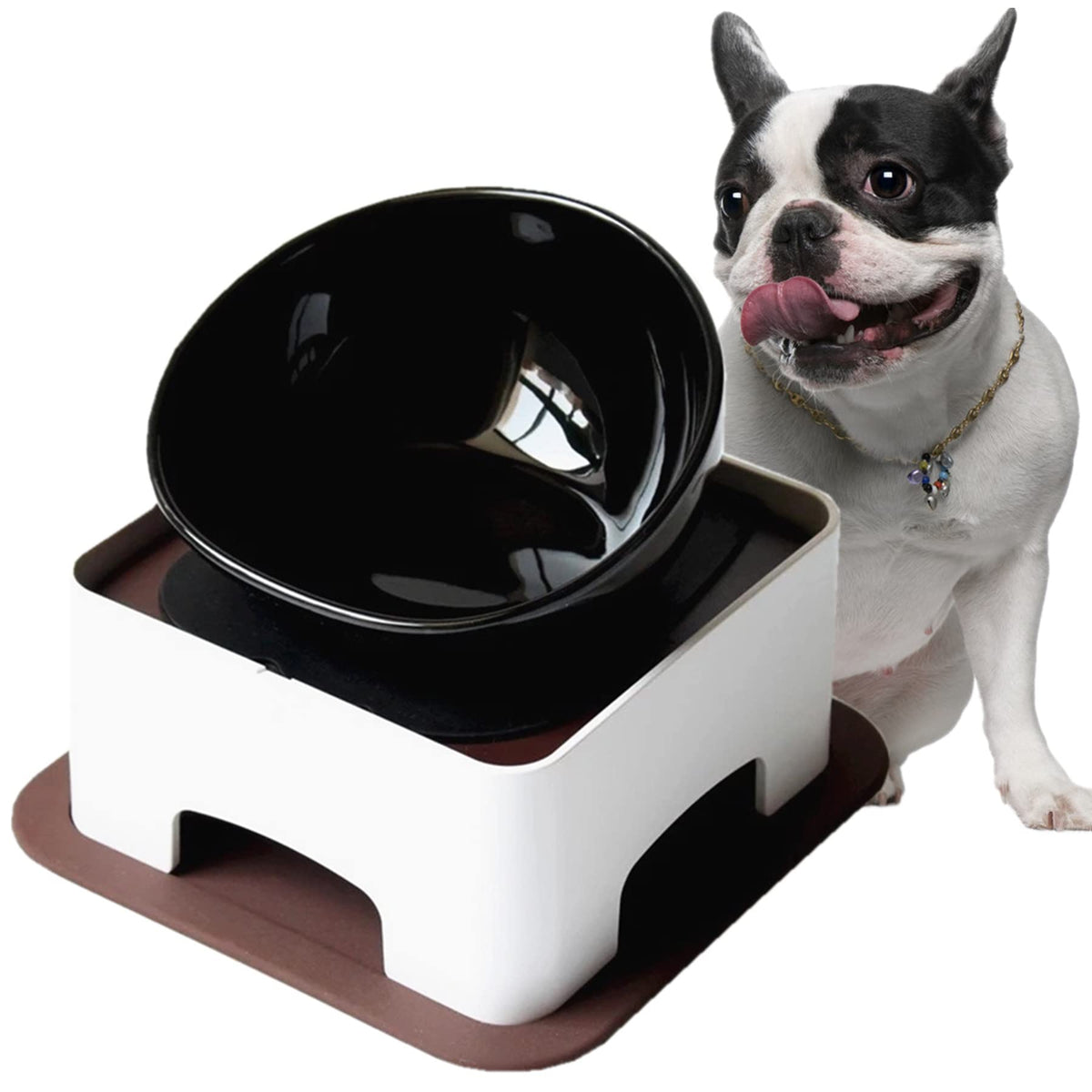 Umisun ceramic bulldog bowl with wide mouth for easy loading during meals.