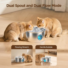 Dual spout design from UMOCUOY attracts pets to drink.